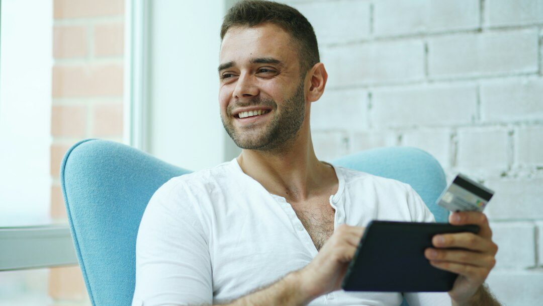 happy person with financial documents